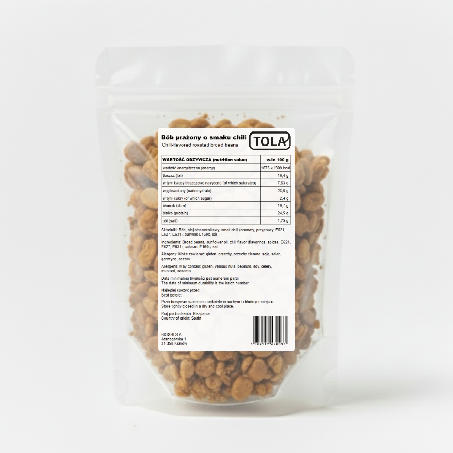 Levně Pražený bob s chilli příchutí svačinka 10 kg vysoce kvalitní Tola