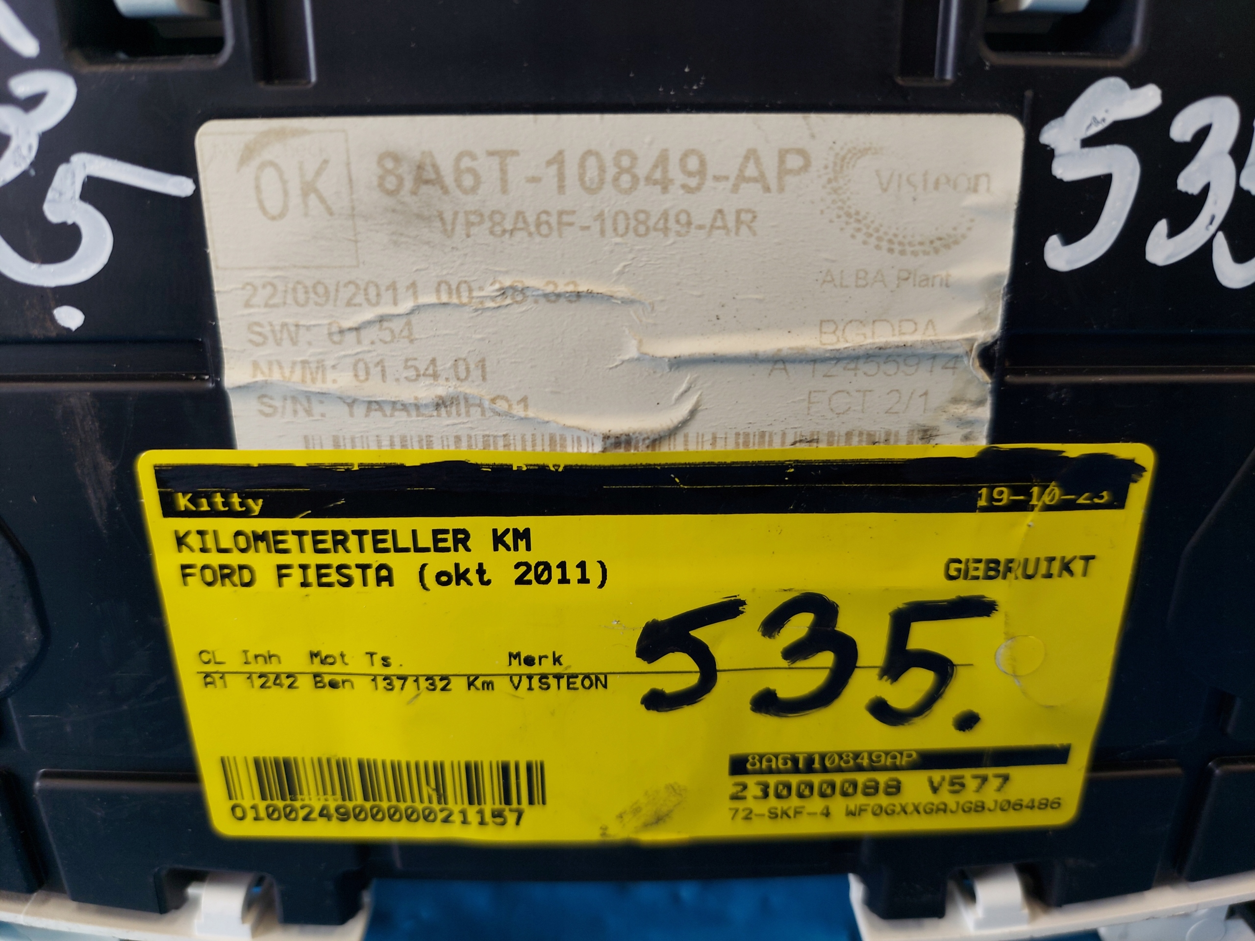 dials clock FIESTA 2011 R MK7 1.25B 8A6T10849AP