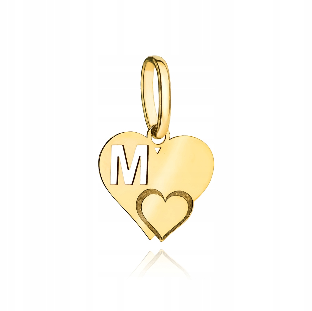 Přívěsek zlaté písmenko 585 Srdíčko s vystřiženým Písmenem M srdce 0,3 g