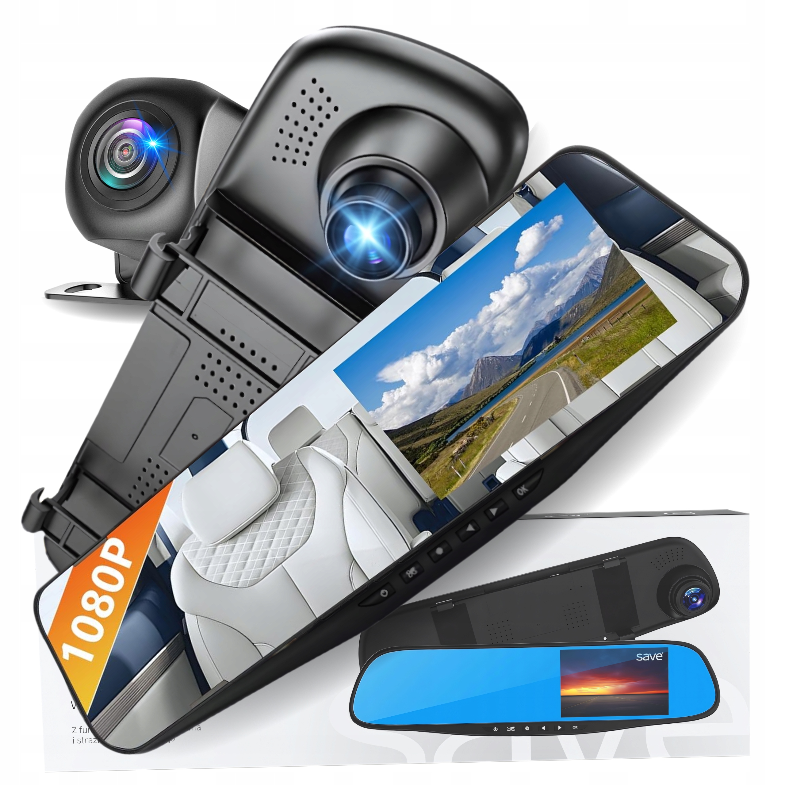 Kamera Do Auta Videorekordér V Couvacím Zrcátku Záznamník Jízdy