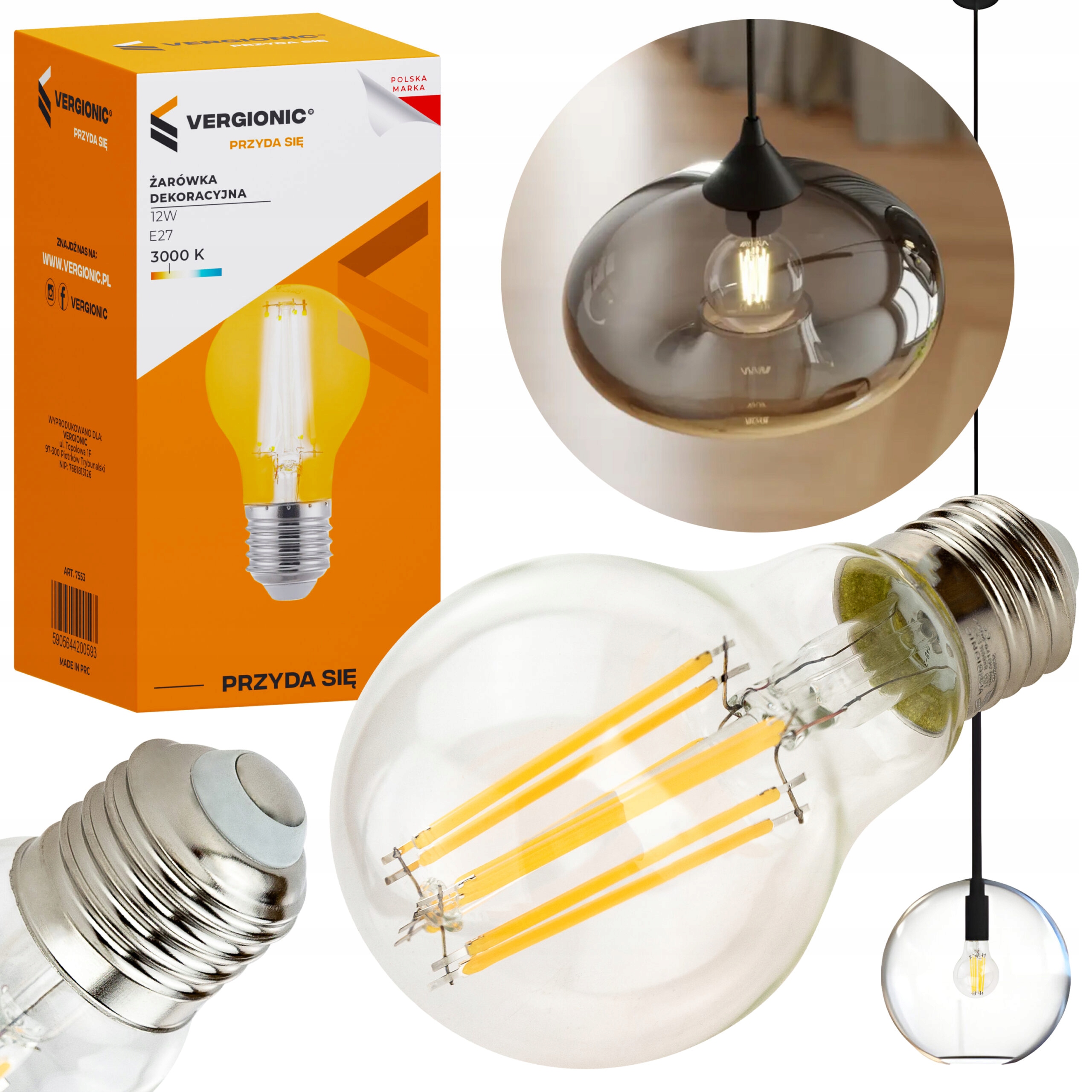 ŻAROWKA LED OZDOBNA E27 FILAMENT 12W 3000K RETRO Rodzaj gwintu E27