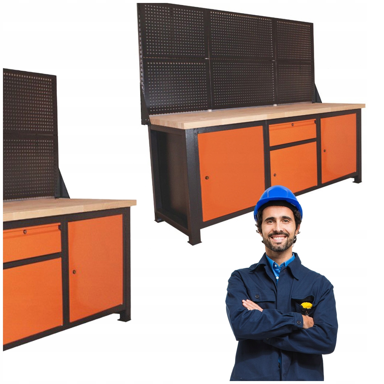 Kovový Pracovní Garážový Pracovní Stůl Odolný 210x68x83 cm P-2124