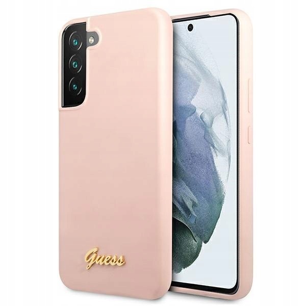 Guess GUHCS22MLSLMGPP S22+ S906różowy/pink hardcase Silicone Script Metal L