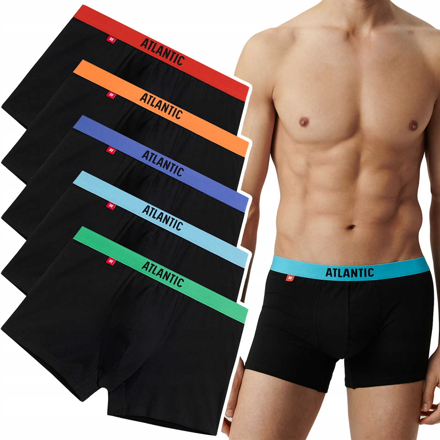 Pánské Boxerky Atlantic 5SMH-004 sportovní slipy z bavlny 5-BALENÍ XXL