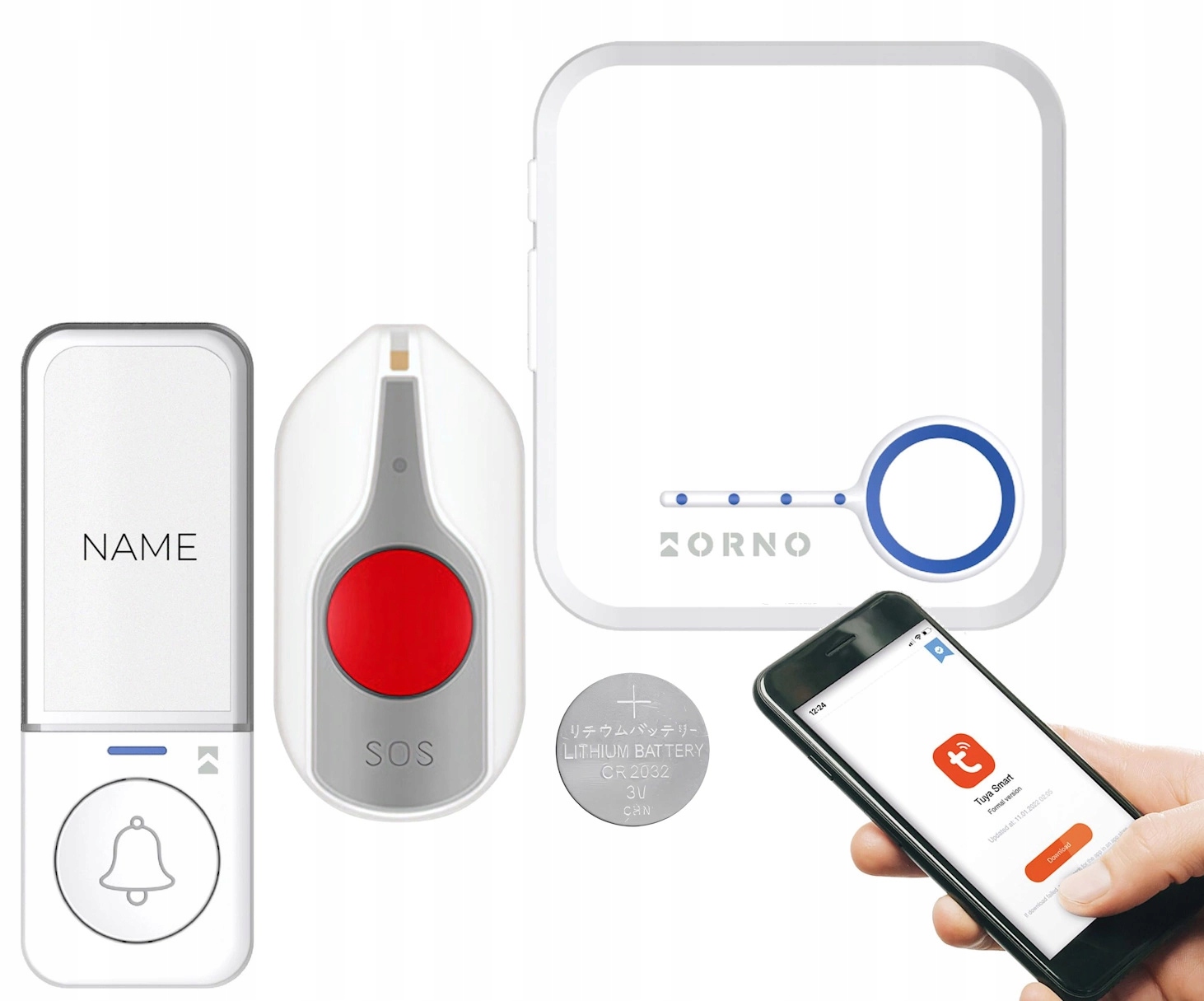 Bezdrátový zvonek Smart pro dveře Wifi Tuya 90 dB dosah 200 m Přívěsek Na Klíče Sos