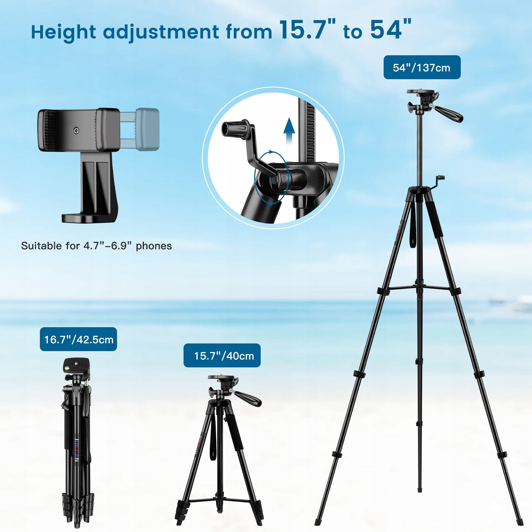 JOILCAN Statyw 137cm Do Selfie Z Pilotem Do Telefonów iOS Android — miniatura 2