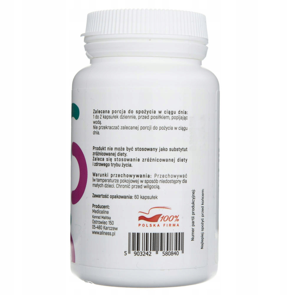 ALINESS Lactoferrin LFS 90% 100mg 60 kapsułek Odporność Żelazo Cynk — 5