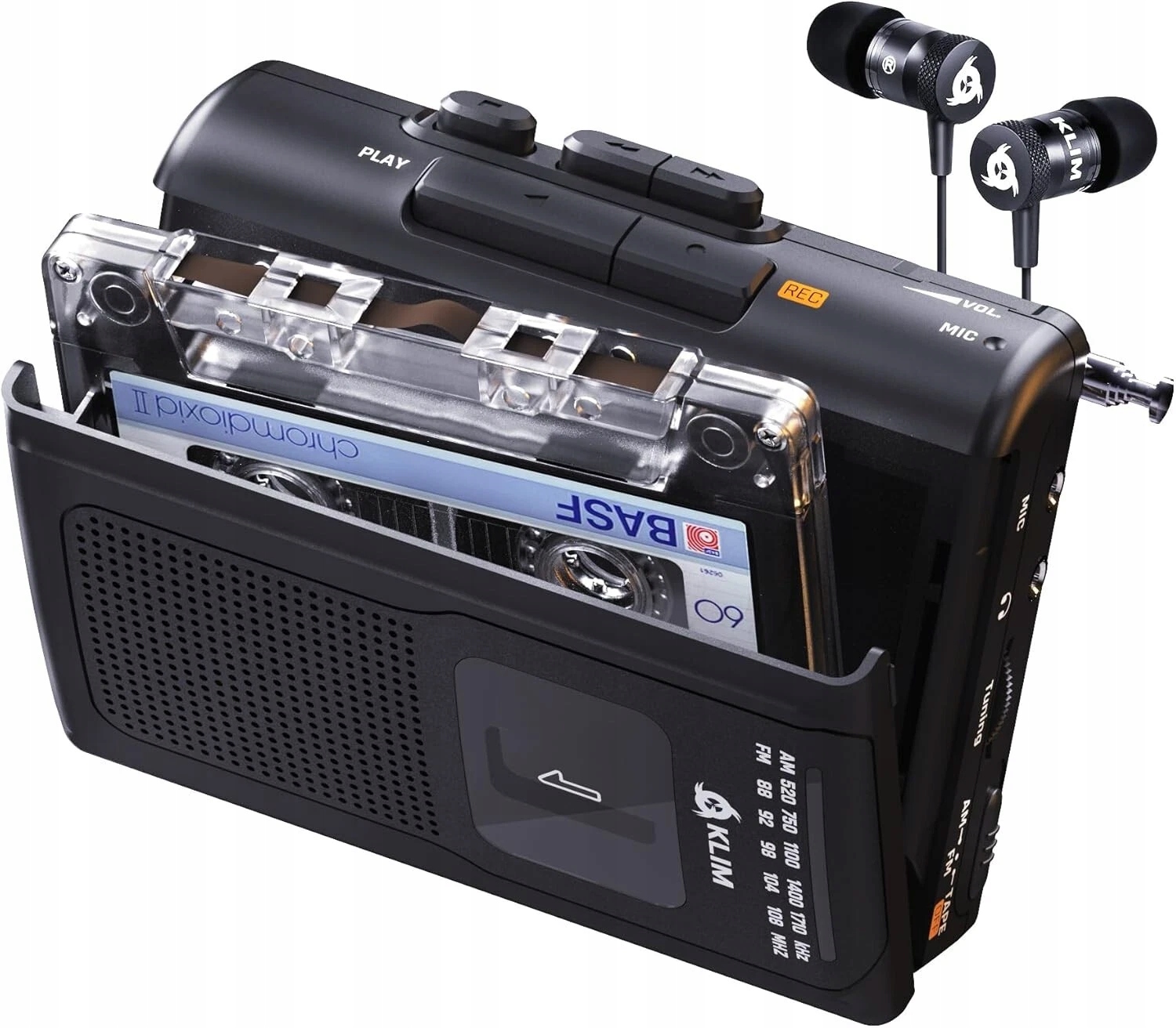 Klim K8 Przenośny Magnetofon Kasetowy Nagrywanie Radio Am/fm Słuchawki