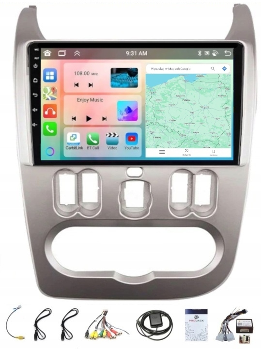 Rádio Navigácia Gps Android Dacia Duster 2010-2013 Carplay Wifi 4GB 64GB