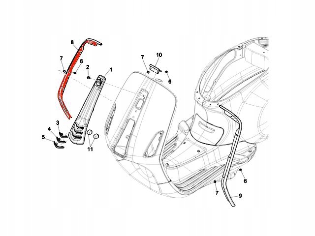 LISTWA OSŁONA CHROM PIAGGIO VESPA PRIMAVERA SPRINT Numer katalogowy części 673638