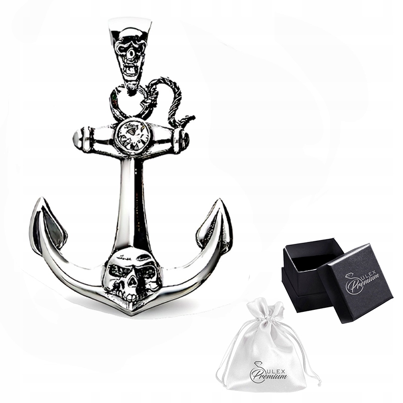Stříbrný přívěsek ryzost 925 Přívěsek pro chlapa Kotva S Lebkami