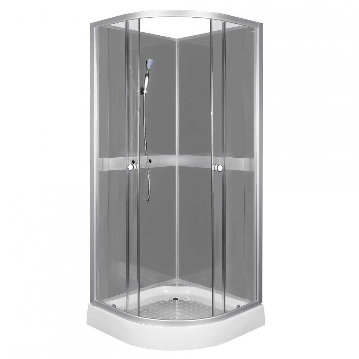 Půlkruhová kabina Kerra 80x80 Classic Šedá s chromovanou baterií