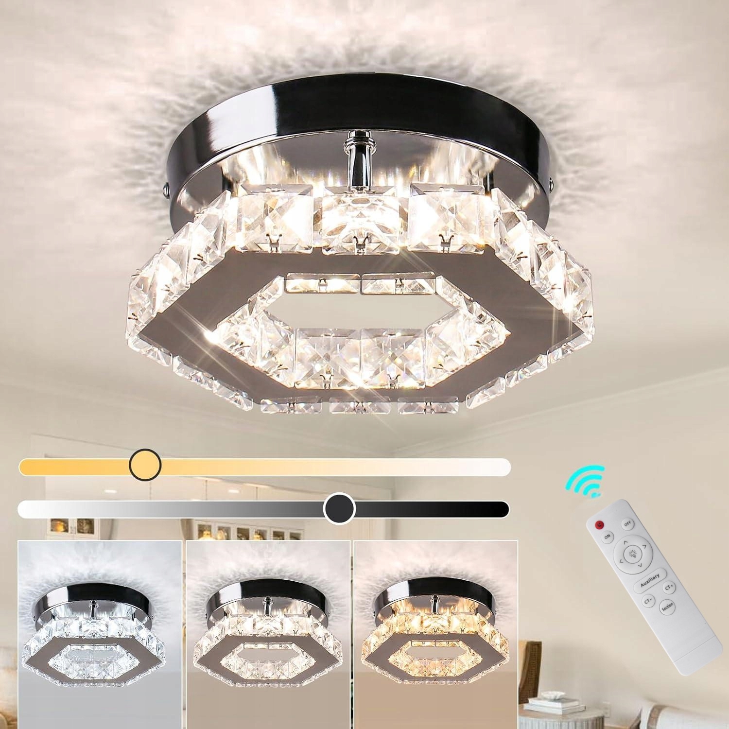Luster Kryštálov Stmievateľná Stropná Lampa Stropné Svietidlo Led 3000K 4500K 6500K