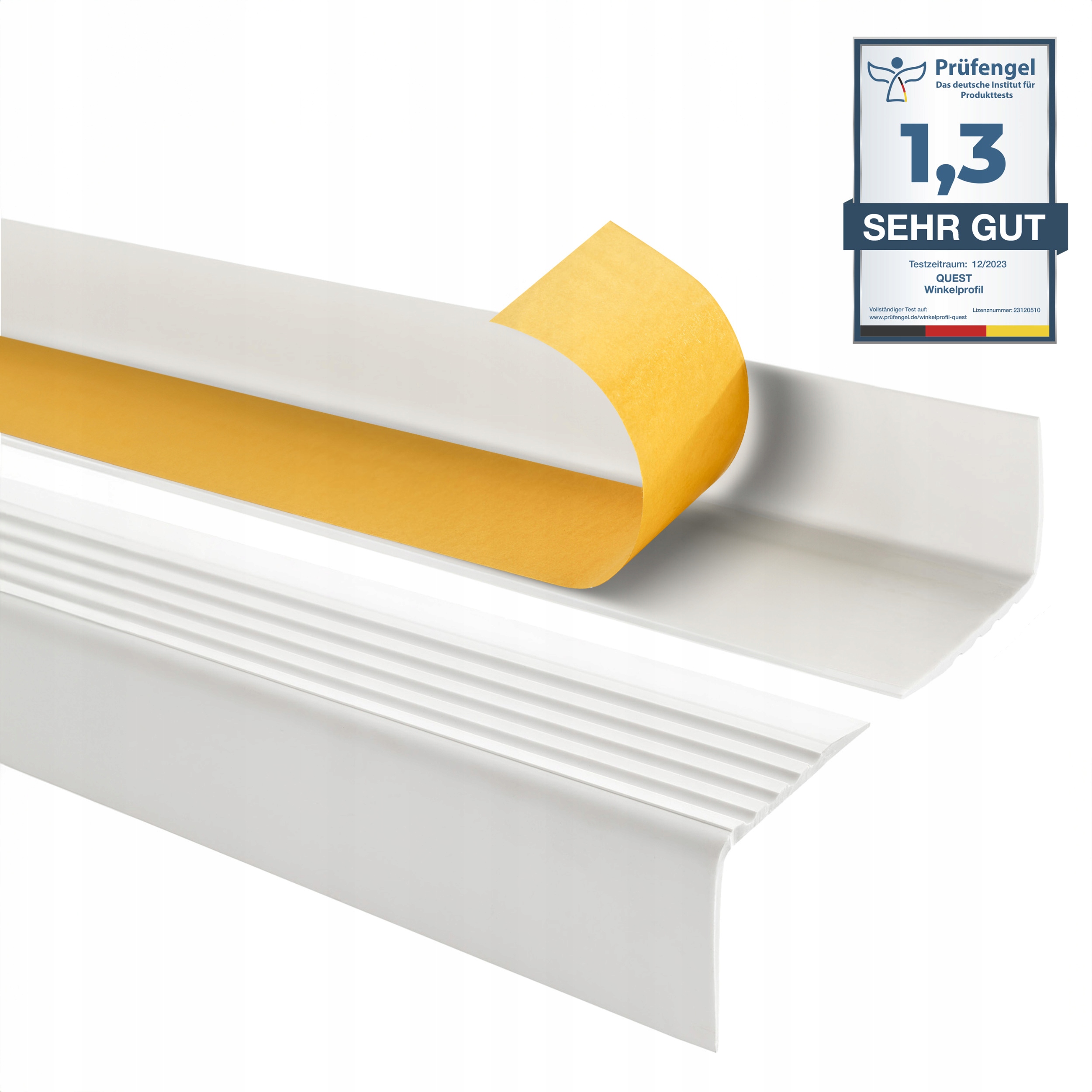 Schodisková lišta Pvc protišmyková, 50 x 42 mm, biela, 110 cm, schodiskový profil