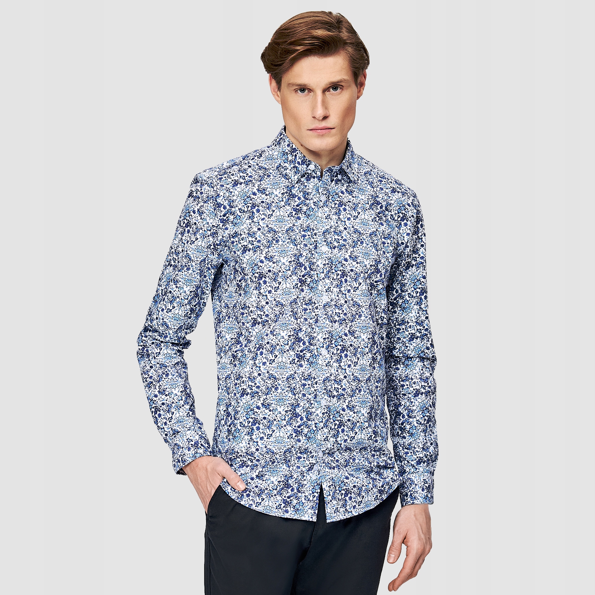 Modrá pánská košile s folklorním vzorem Pako Lorente vel XXL