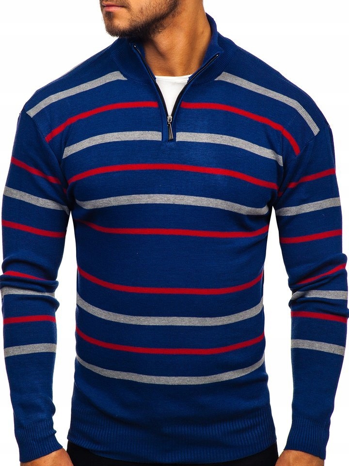 

Sweter Męski W Paski Niebieski W05 Denley_m