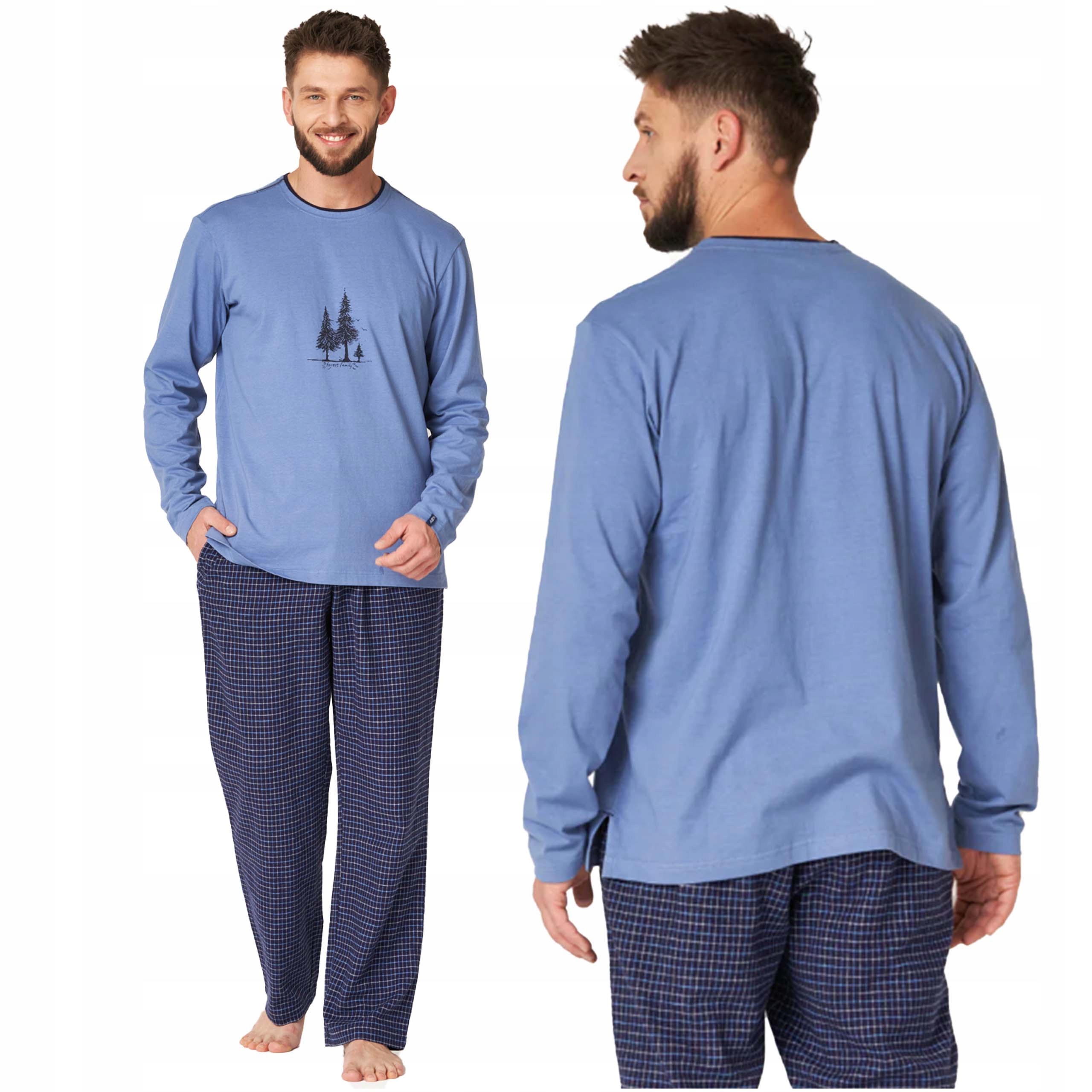 Key Pánské pyžamo z čisté bavlněné flanelky, dlouhé kalhoty Mns 458 XXL