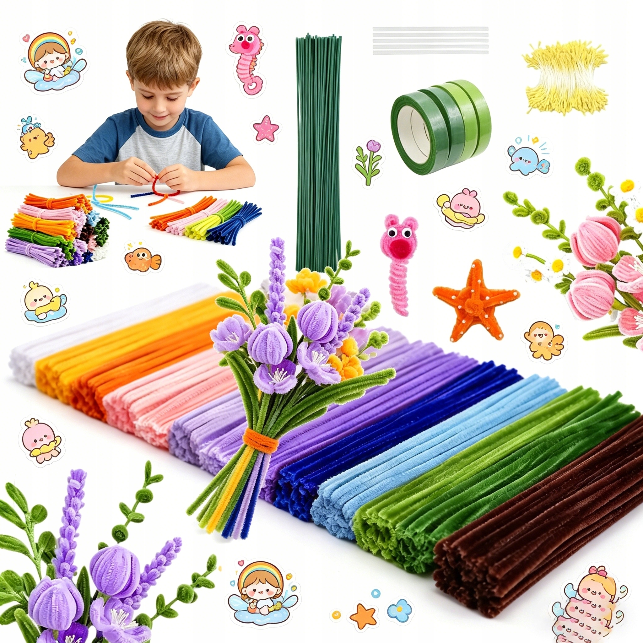 Kreativní Drátky 800 Ks Dekorativní Pro Děti MIX 13 Barevdárky Diy