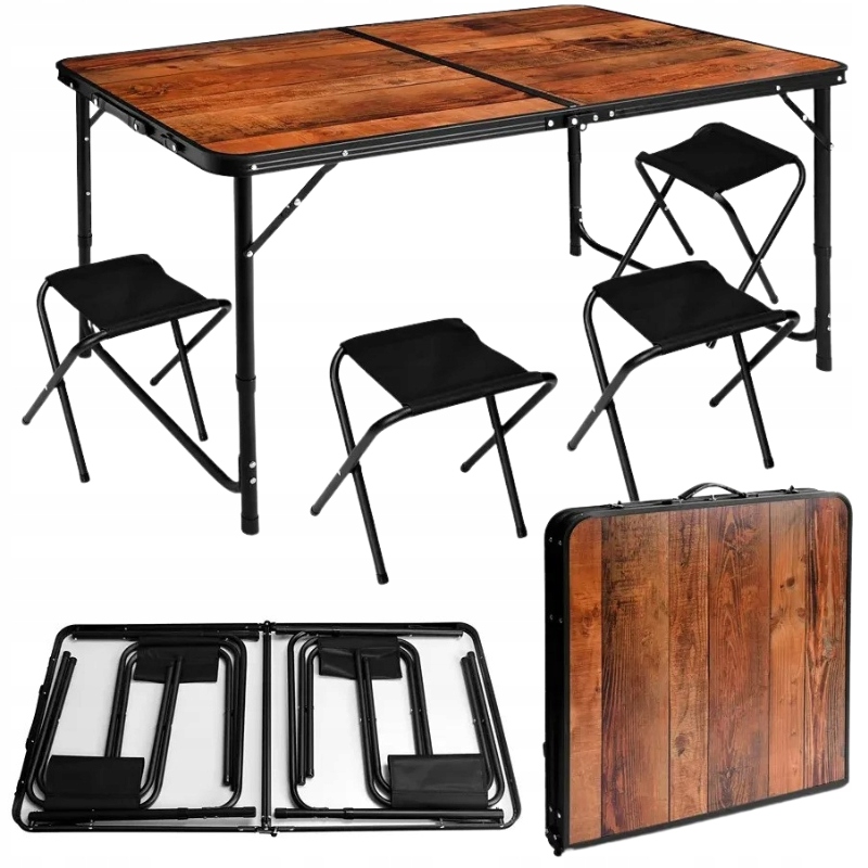 Duży Stolik Turystyczny Stół Składany Kempinkowy Z Krzesłami Walizka Zestaw
