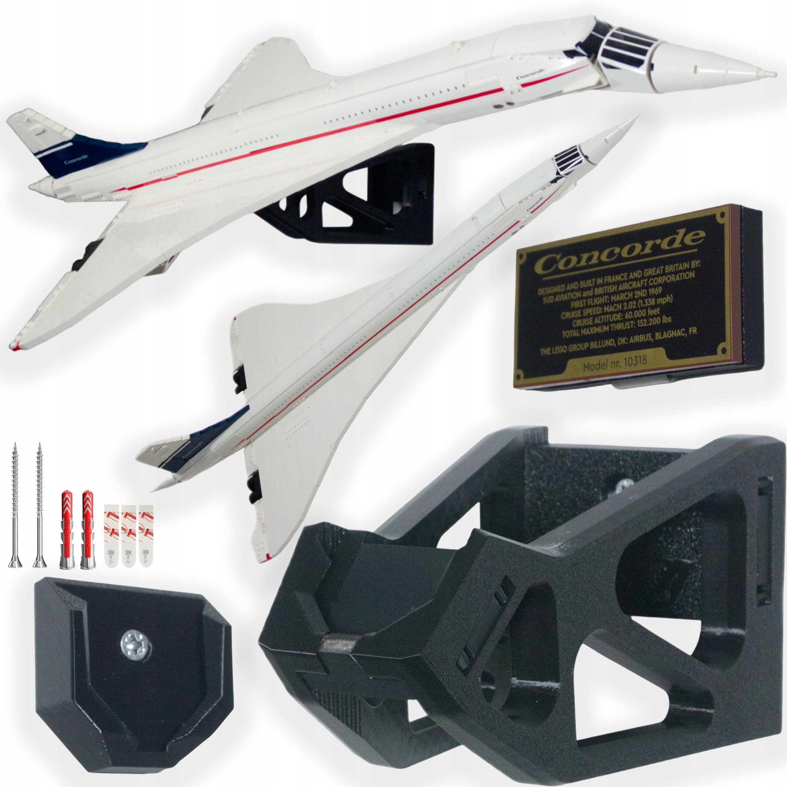 Concorde 10318 Držák na zeď Nástěnný věšák na sadu Lego letadlo
