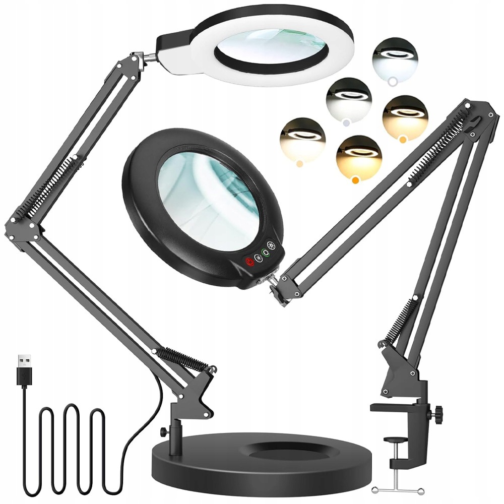 Kosmetická Lampa Lupa Led Sklo Zvětšující Rýsovací Světelnou Regulaci