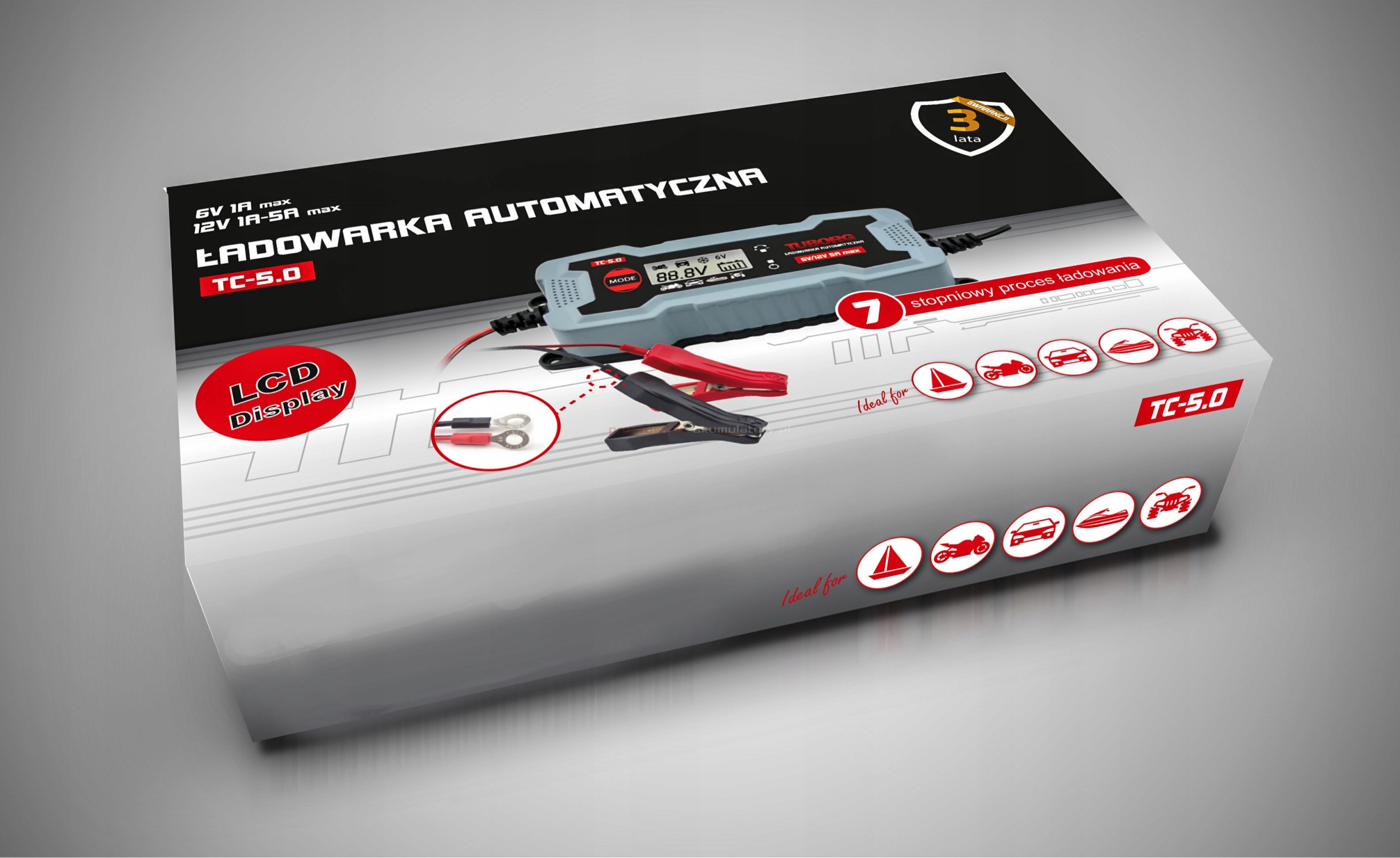 Prostownik impulsowy automatyczny TC-5.0 LCD Marka Lotus