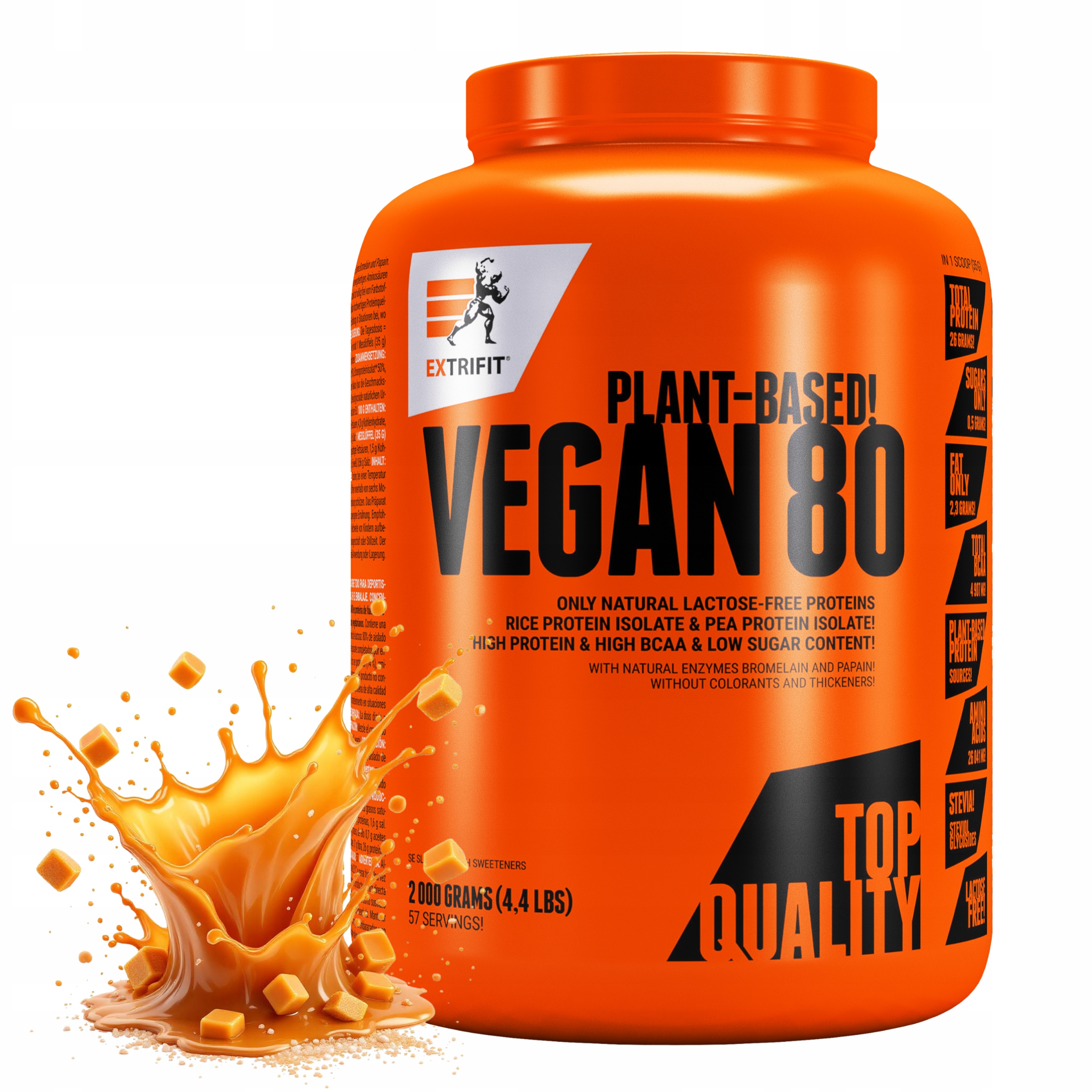 Rostlinné bílkoviny Extrifit Vegan 80 2 kg Karamel Veganské bez laktózy
