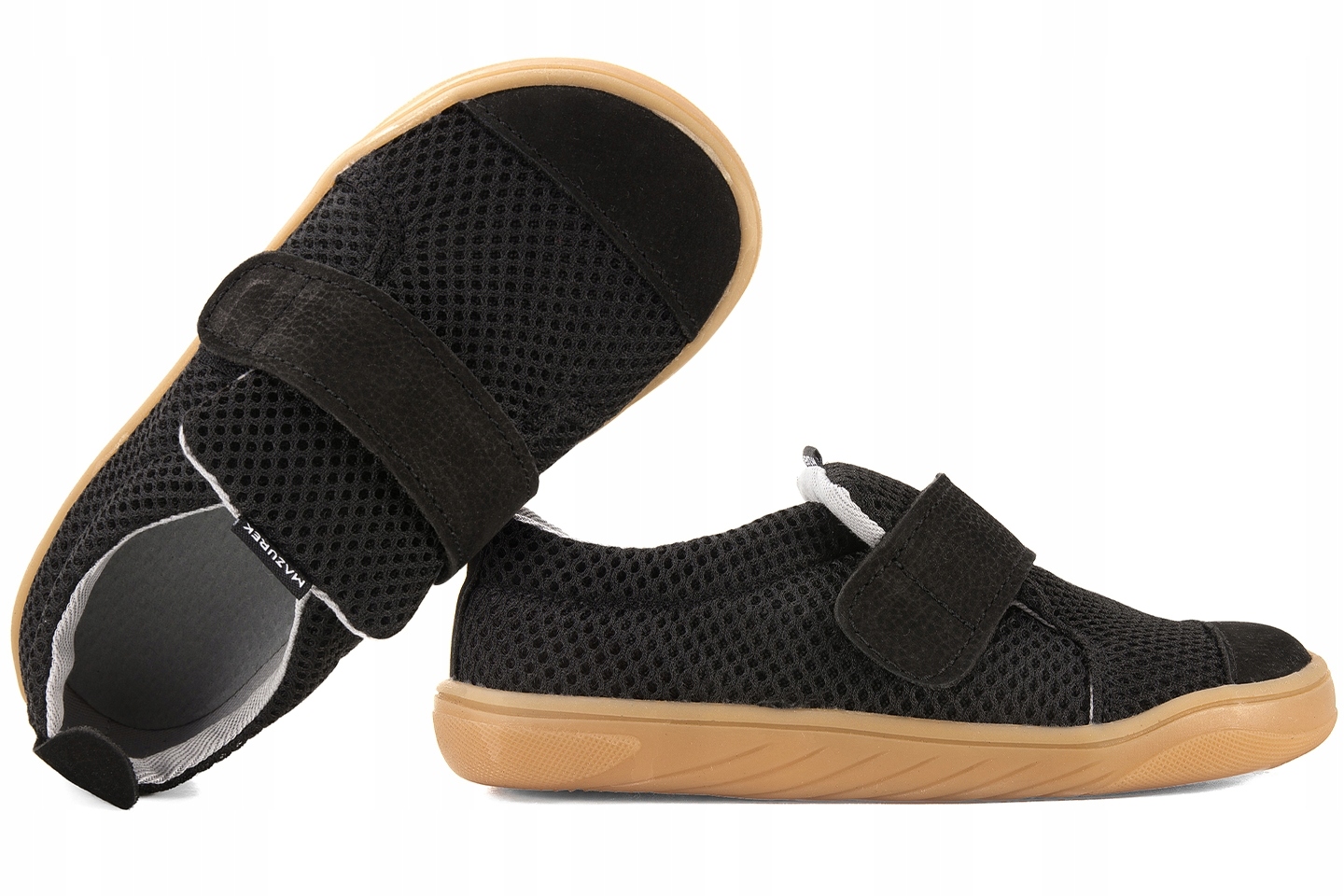 Mazurek Softex Black Barefoot Skórzano-tekstylne Półbuty Kapcie 25 Czarny