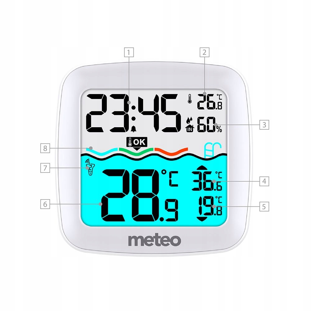 Termometr basenowy z czujnikiem radiowym, TB-2 Stan opakowania oryginalne