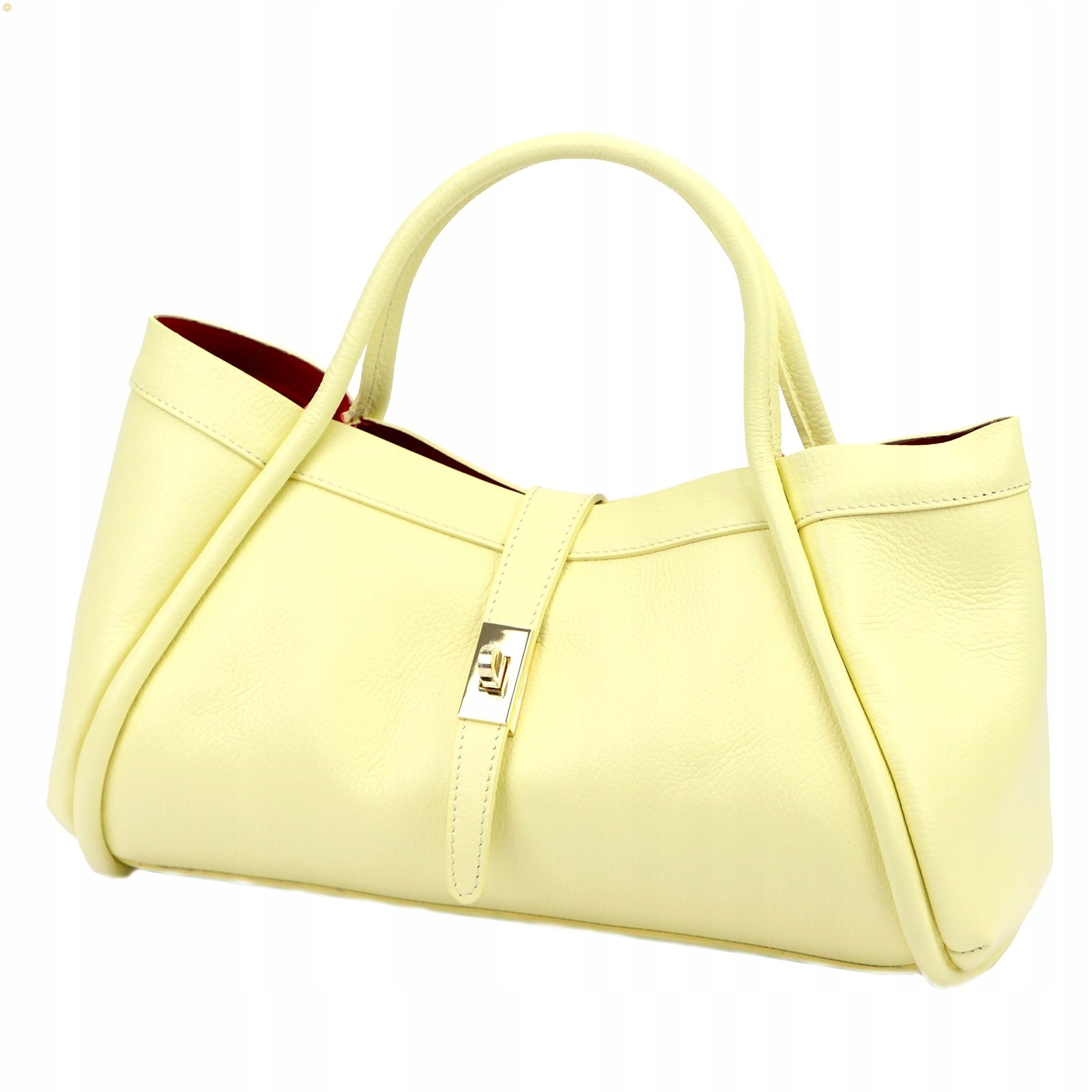 Dámská kožená kabelka Vera Pelle žlutá elegantní shopper premium kufřík