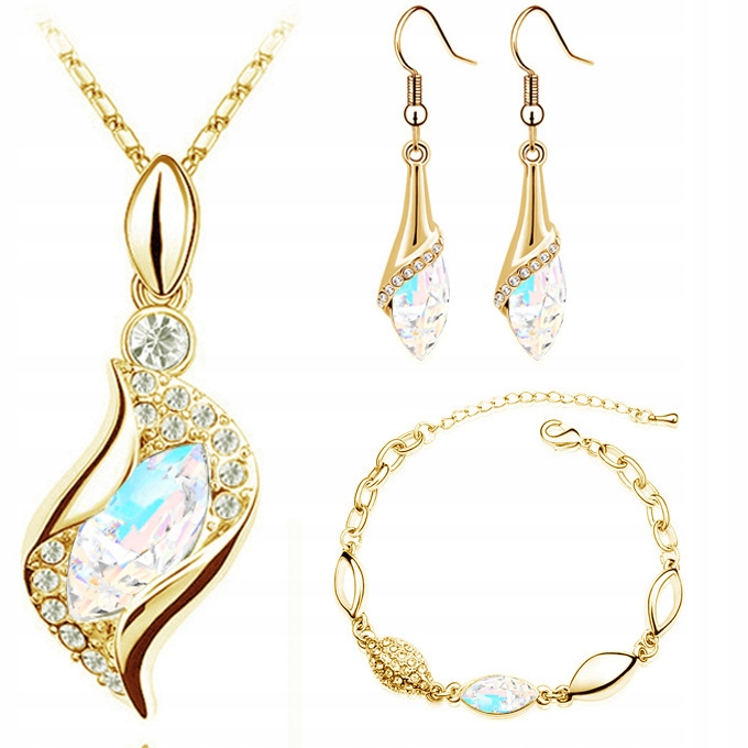 

Komplet złoty Sopelki z kryształami Swarovski