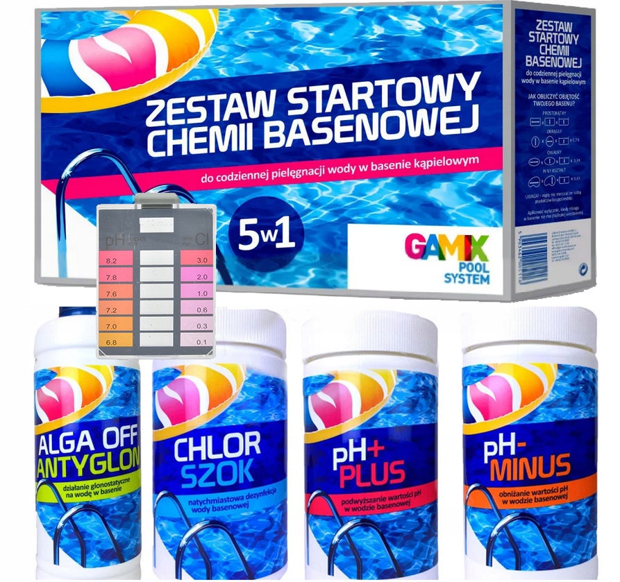 Стартовый комплект химия бассейна хлор тестер 5в1