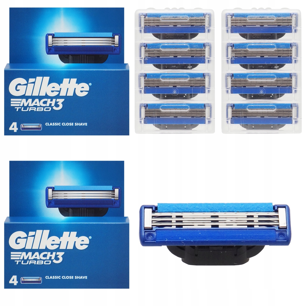 Originální Čepele Náhradní Náplně Do Strojku Gillette Mach 3 Turbo, 8 kusů