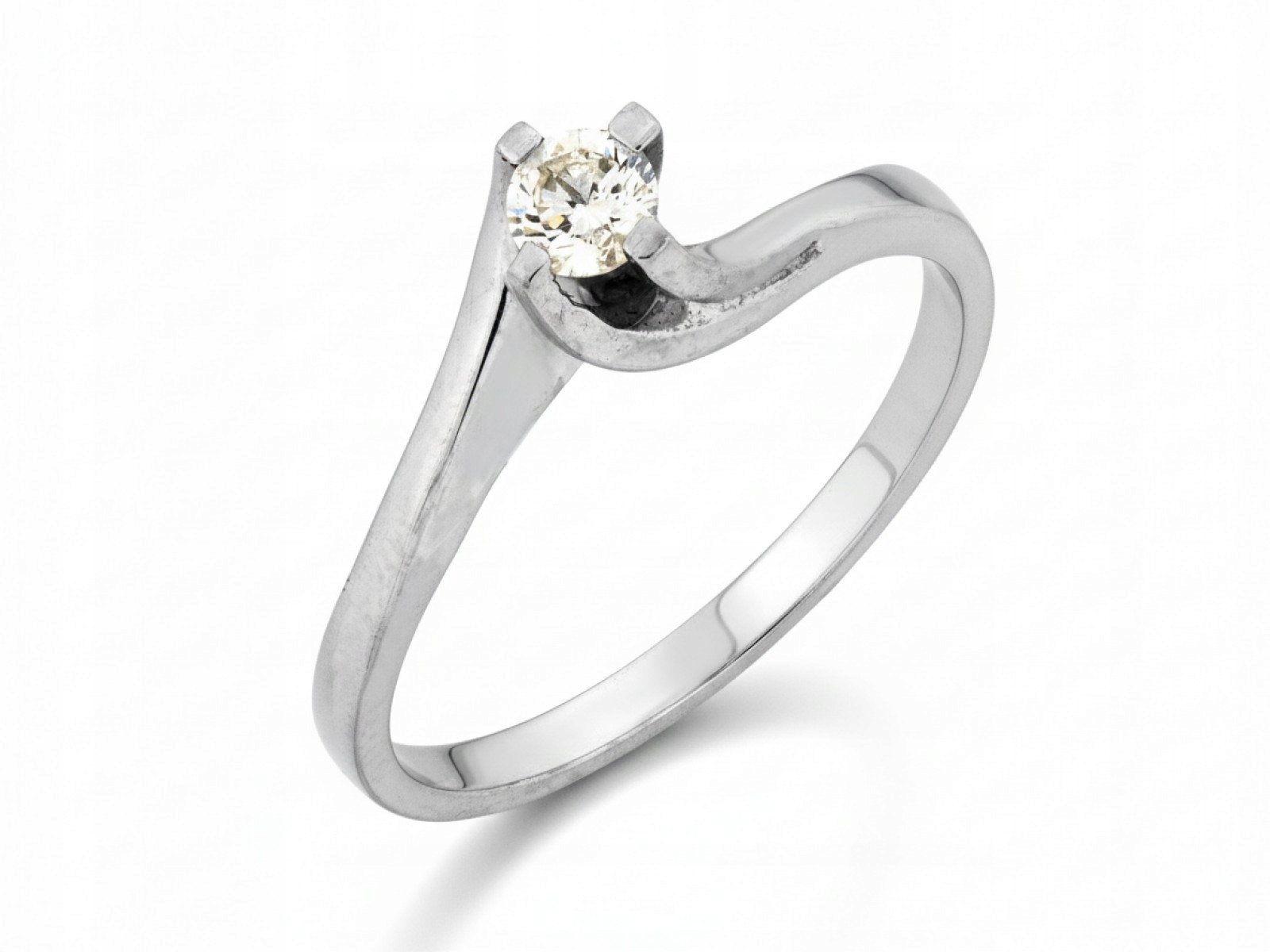 Klasický prstýnek z bílého zlata 585 s briliantem 0,18 ct. r14