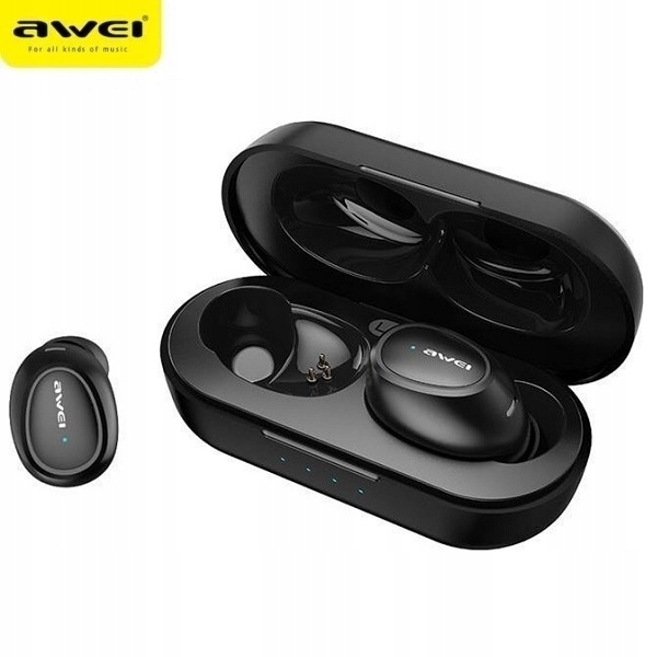Awei Bluetooth 5.0 sluchátka T16 Tws dokovací stanice černá/černá