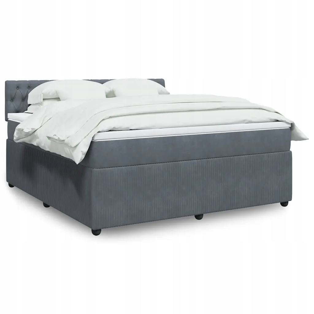 Box spring postel s matrací tmavě šedá 180x200 cm samet Šedá 3290113