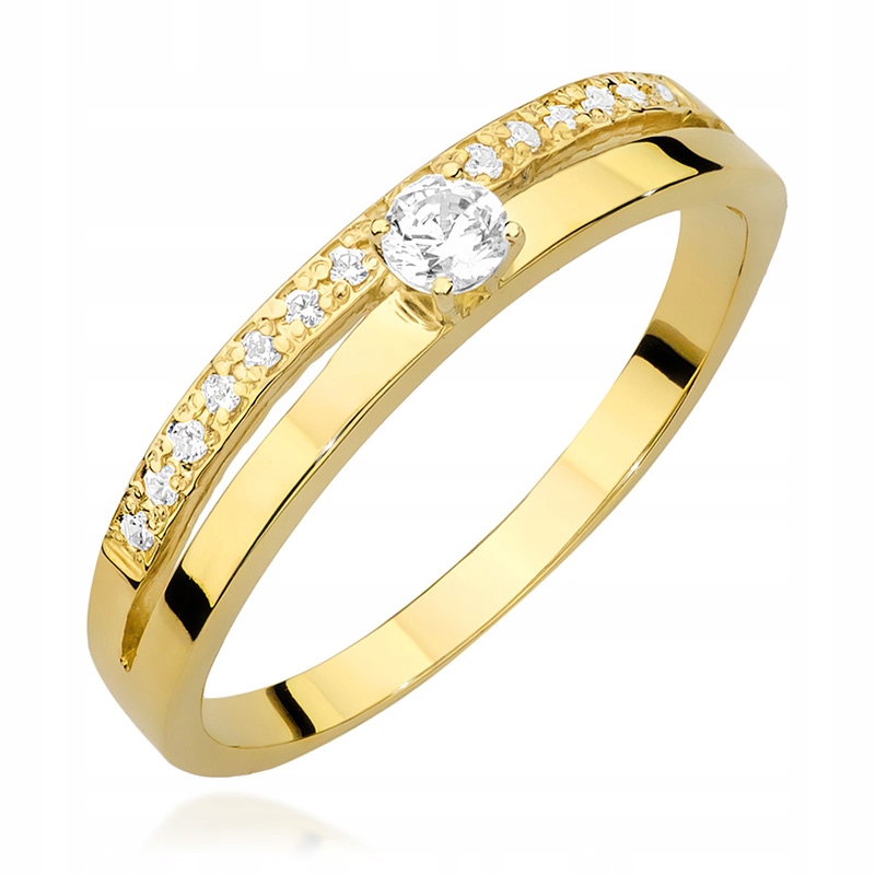 Złoty Pierścionek 585 Obrączka Z Brylantami 0,18ct