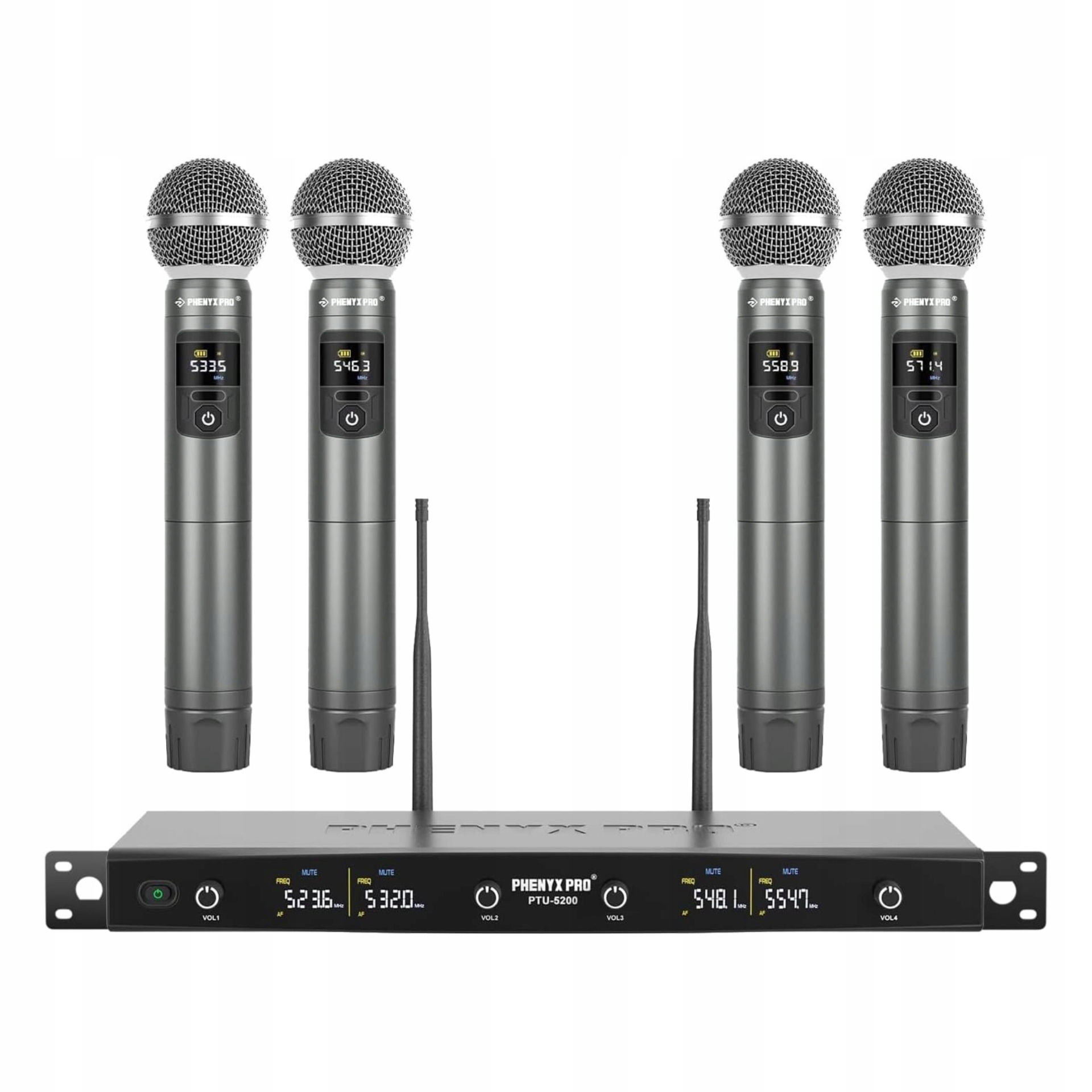 4x Bezdrátový mikrofon Profesionální 4-kanálový systém PhenyxPro