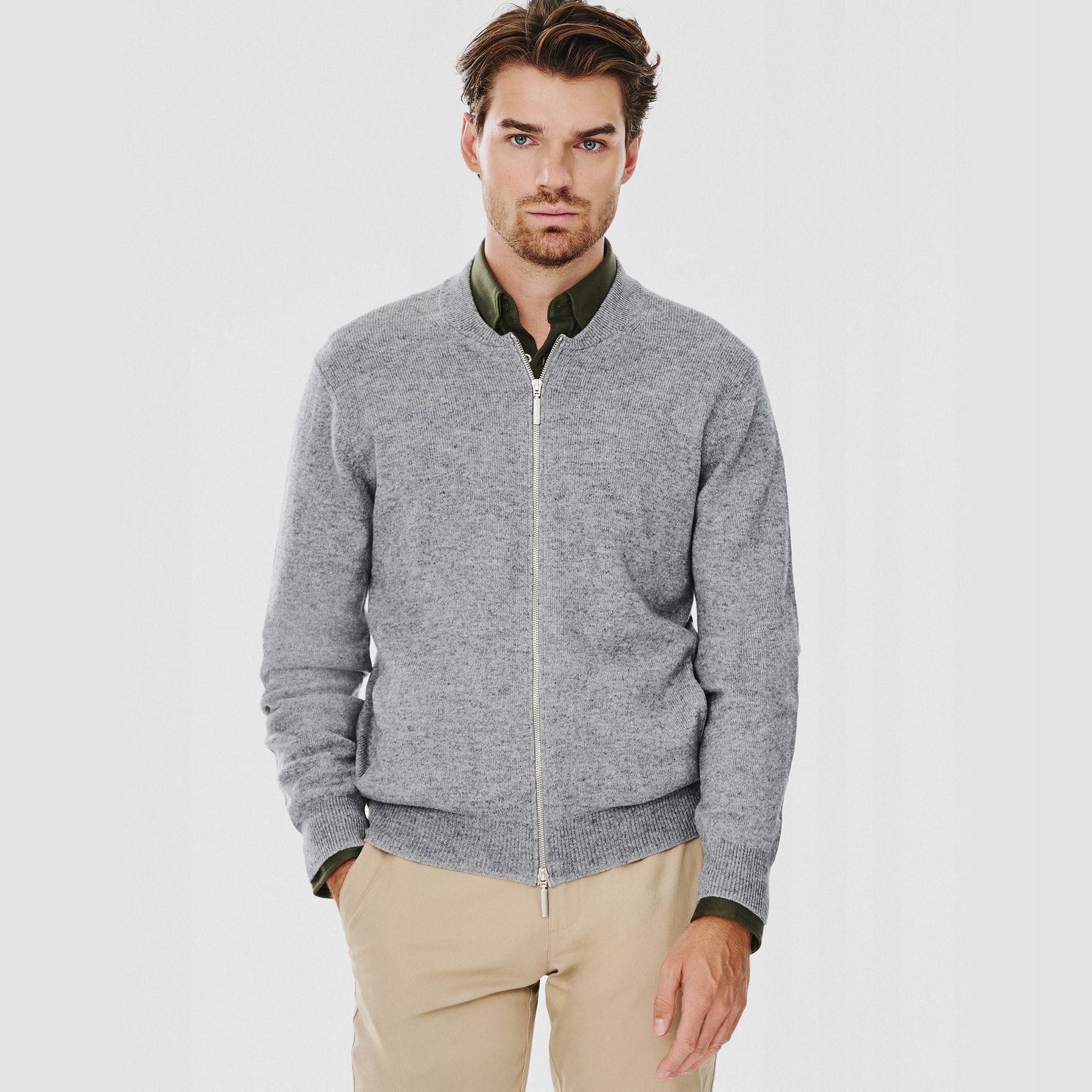 Šedý pánský rozepínací svetr Pako Lorente vel 3XL