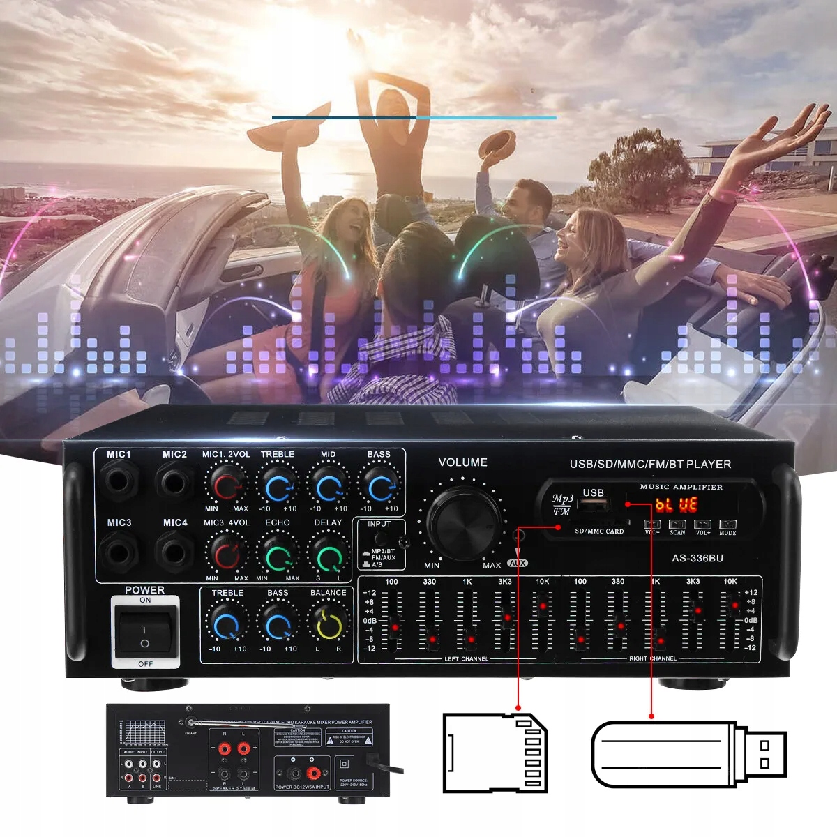 Digitální Stereo Zesilovač Bluetooth 2000 W, Vysoký Zesilovač S Dálkovým Ovládáním