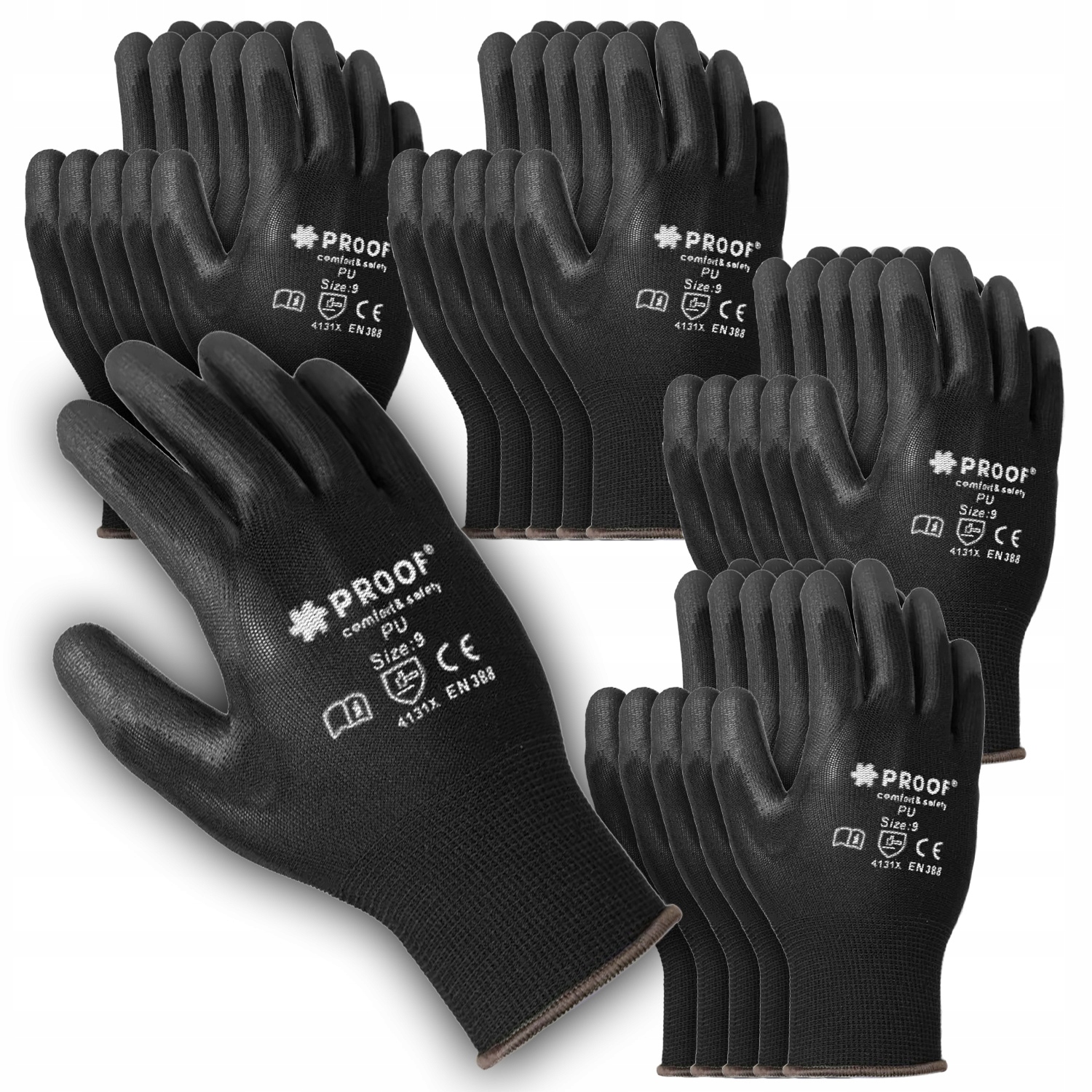 10 PAR Rękawiczki Rękawice Robocze Ochronne Manualne Chwytne Czarne 10/XL