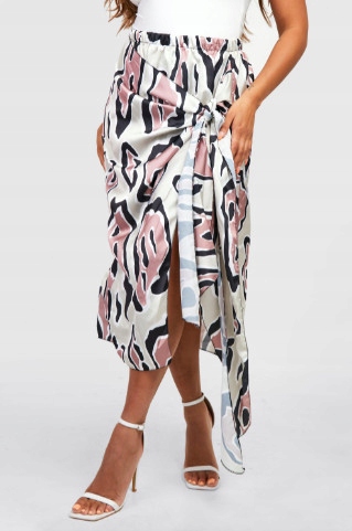 M4E207 BOOHOO PLUS WZORZYSTA SATYNOWA SPÓDNICA XXL Marka inna