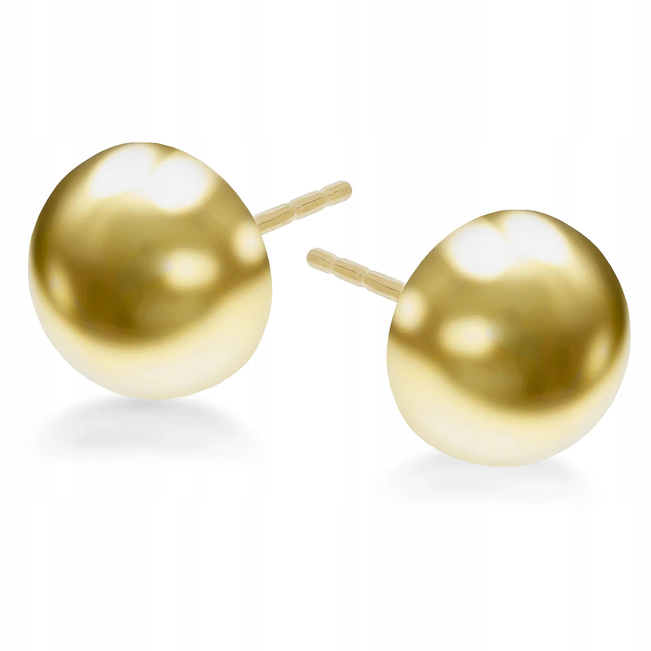 Zlaté náušnice 585 polokoule 8 mm lesklé, módní dámský vzor jako dárek