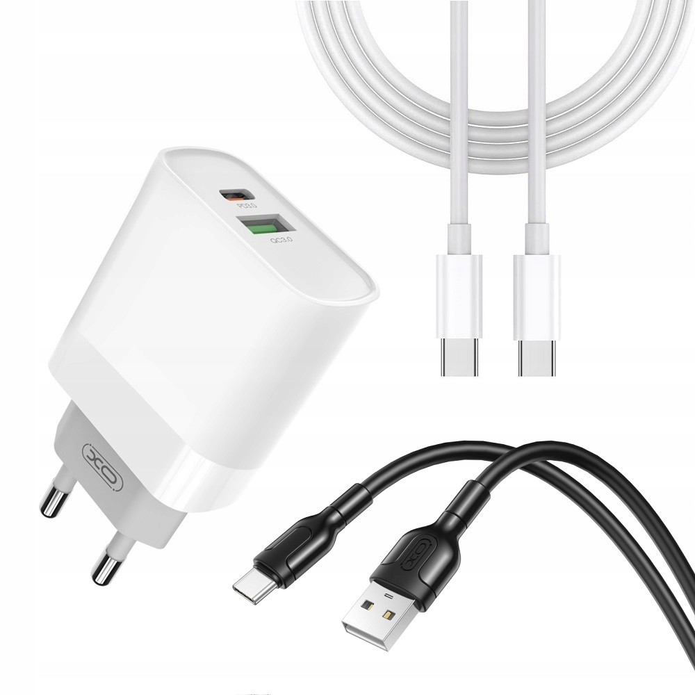 

Ładowarka szybka kostka Usb Usb-c 18W dwa kable
