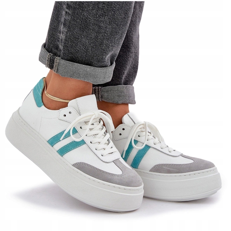 Zazoo N1068S8 Dámské Kožené Nízké Tenisky Platforma Bílé 39