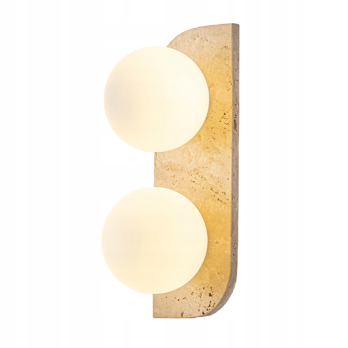 Kinkiet Lampa Ścienna z Żółtego Trawertynu Kula 2*G9