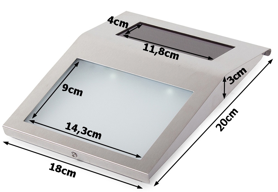 TABLICA SOLARNA Z PODŚWIETLANYM NUMEREM DOMU LED Kolor Inox