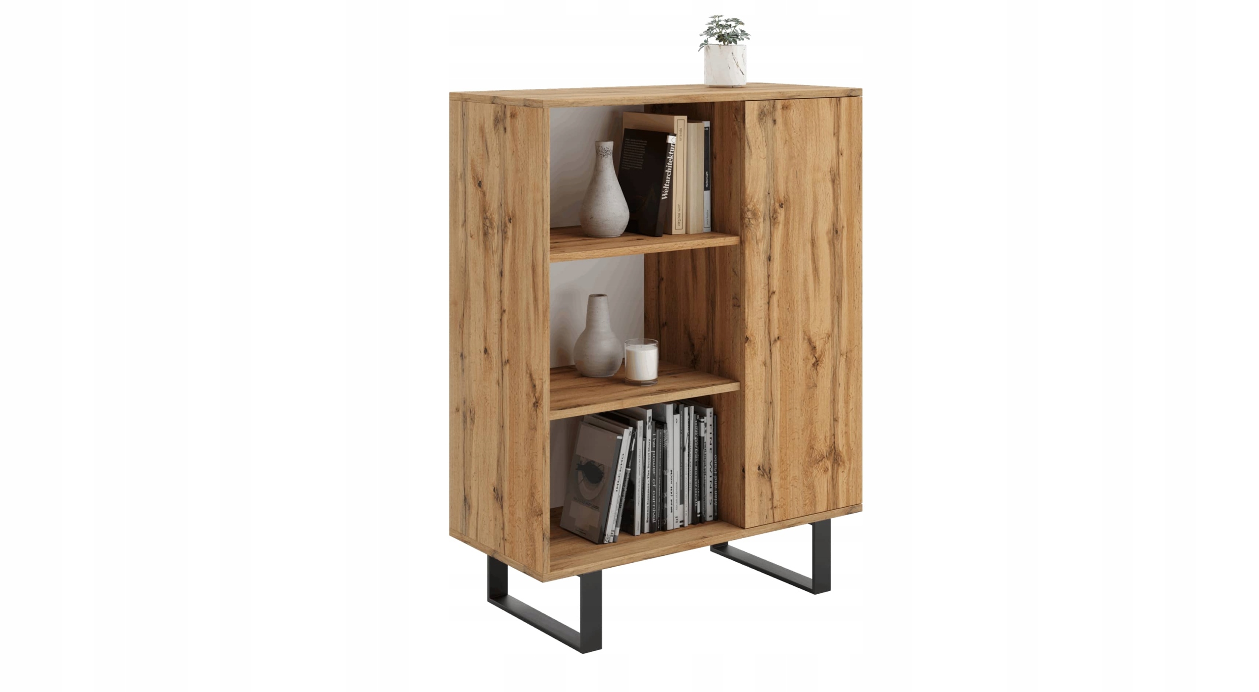 Regálová skrinka Fondi dub craft zlatý, štýl loft, polička, komoda