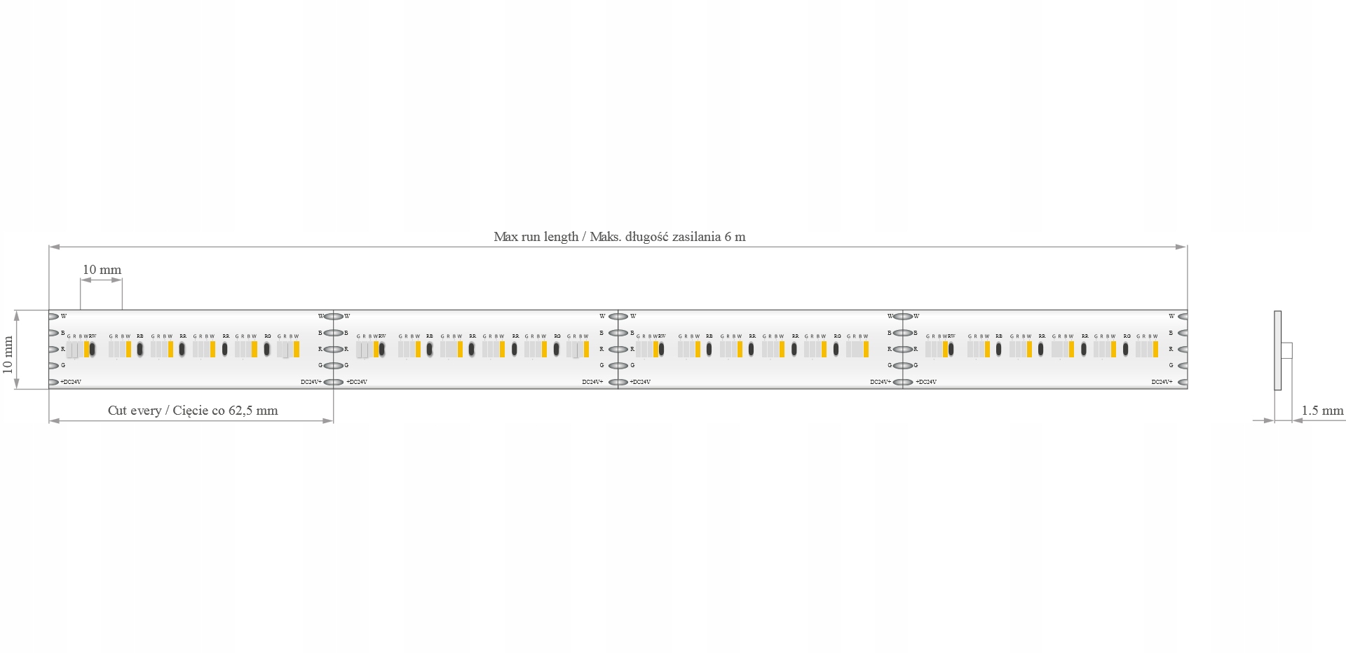 Taśma LED KLUŚ K-1530-RGB+W-24V 15,3W/m 384LED/m