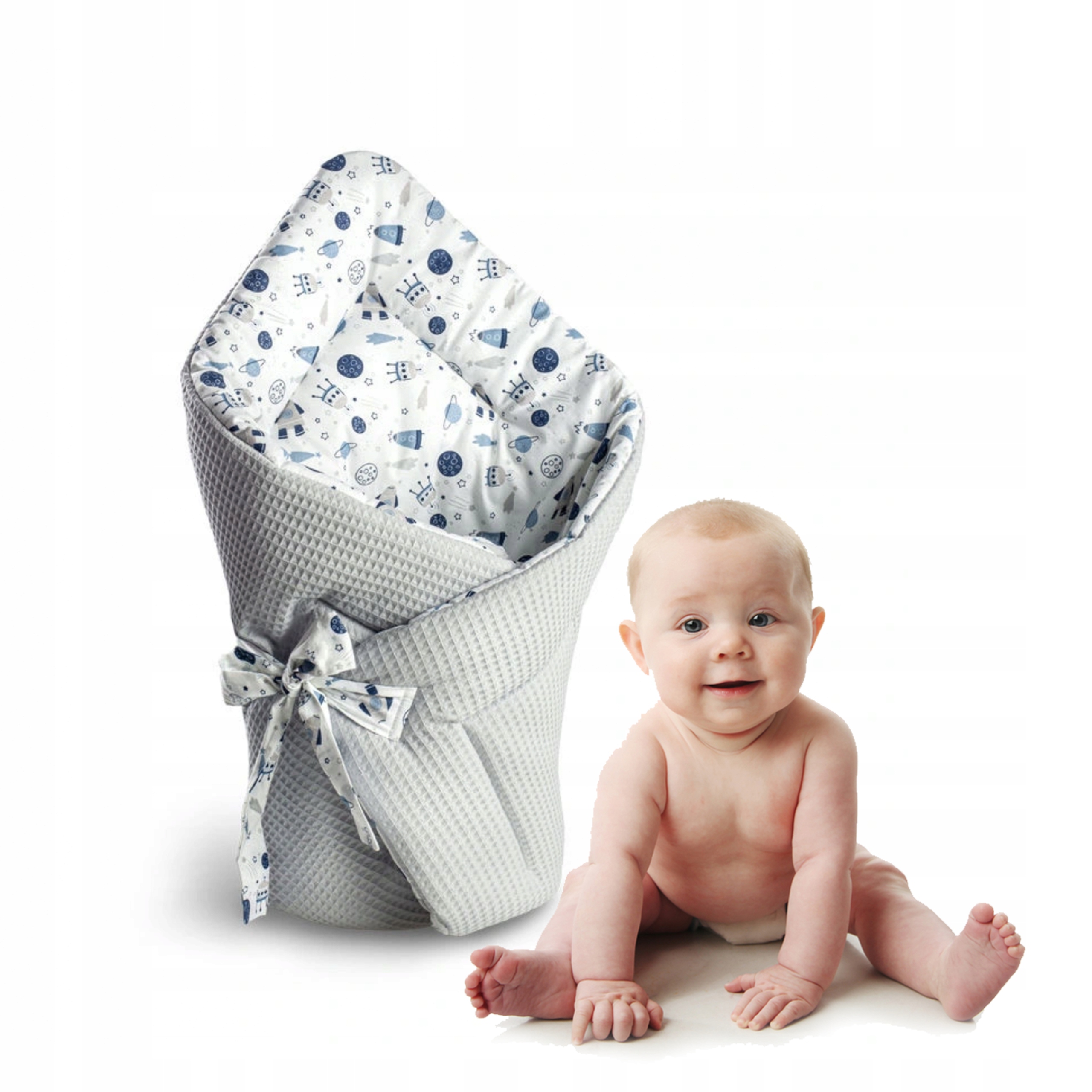 ROŻEK NIEMOWLĘCY OTULACZ ŚPIWOREK BAWEŁNA WIĄZANY WAFEL BECIK KOSMOS